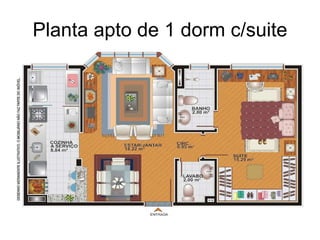 Planta apto de 1 dorm c/suite 