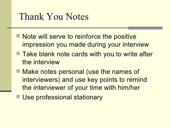 thank you card for interviews