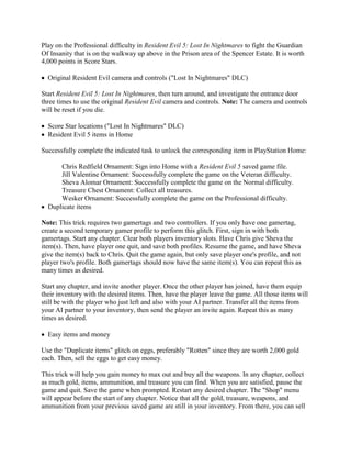 Resident evil 5 cheat codes guide DOCX