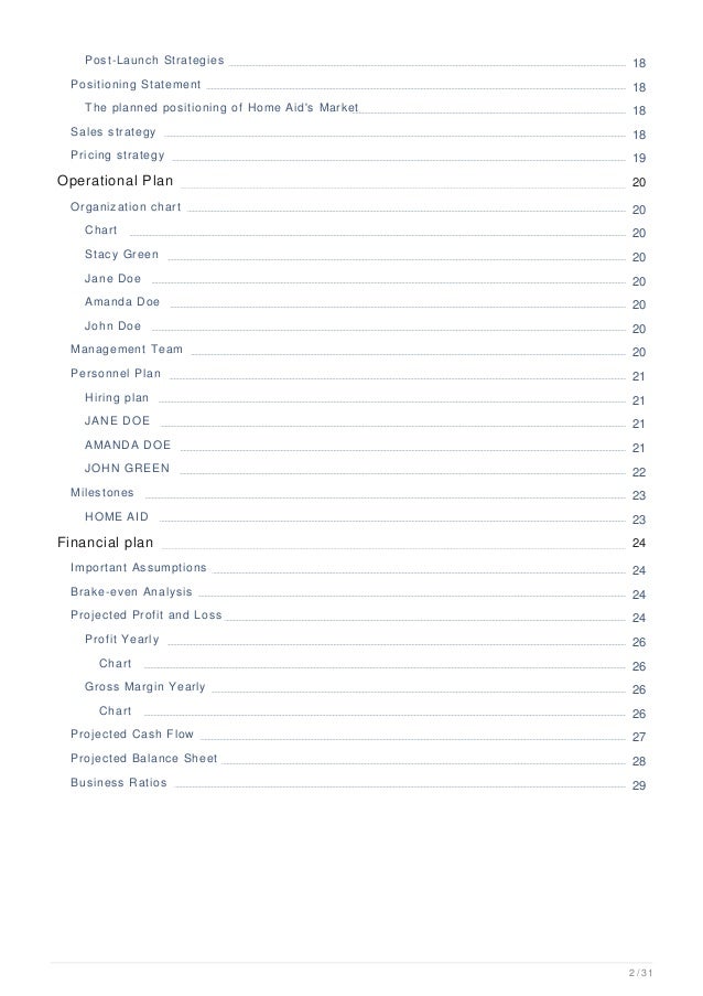 Residential assisted living business plan Example