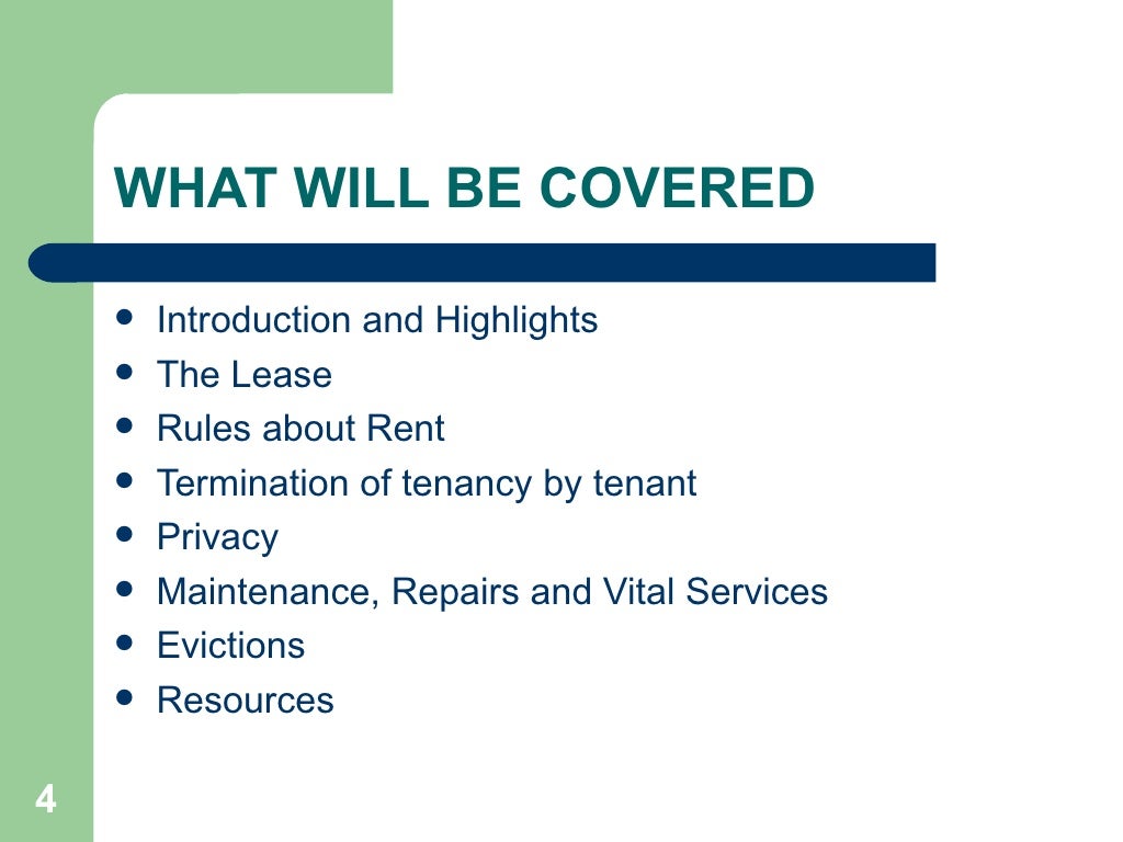 Residential Tenancies Act Basics A presentation on Tenant's rights i…