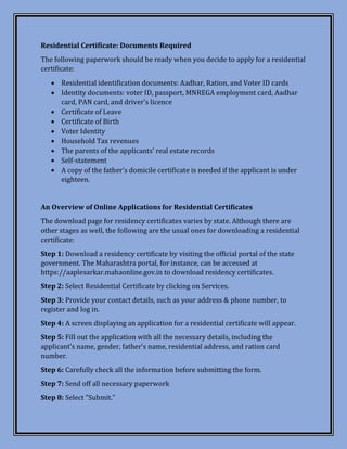 Residential Certificate- Definition & Procedures for Downloading.pdf