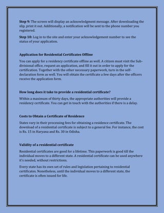 Residential Certificate- Definition & Procedures for Downloading.pdf image.