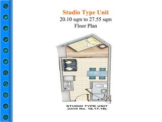 Studio Type Unit 20.10 sqm to 27.55 sqm Floor Plan 