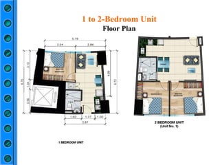 1 to 2-Bedroom Unit Floor Plan 