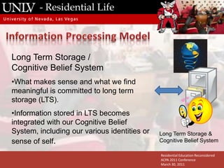Introspectionism –  (late 1800’s – early 1900’s) Wundt began to focus on   “what is happening in the mind”; rebirth of interest in the philosophy of Education (i.e. John Dewey)Residential Education ReconsideredACPA 2011 ConferenceMarch 30, 2011