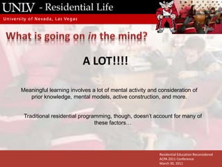  Cognitive Science  - (1960’s - ????) Recognized learning as a complex cognitive process involving perception, memory, emotion, and active construction