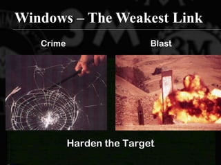 Windows – The Weakest Link
© 3M 2004. All rights reserved.
Pictures Go Here
Crime Blast
Harden the Target
 