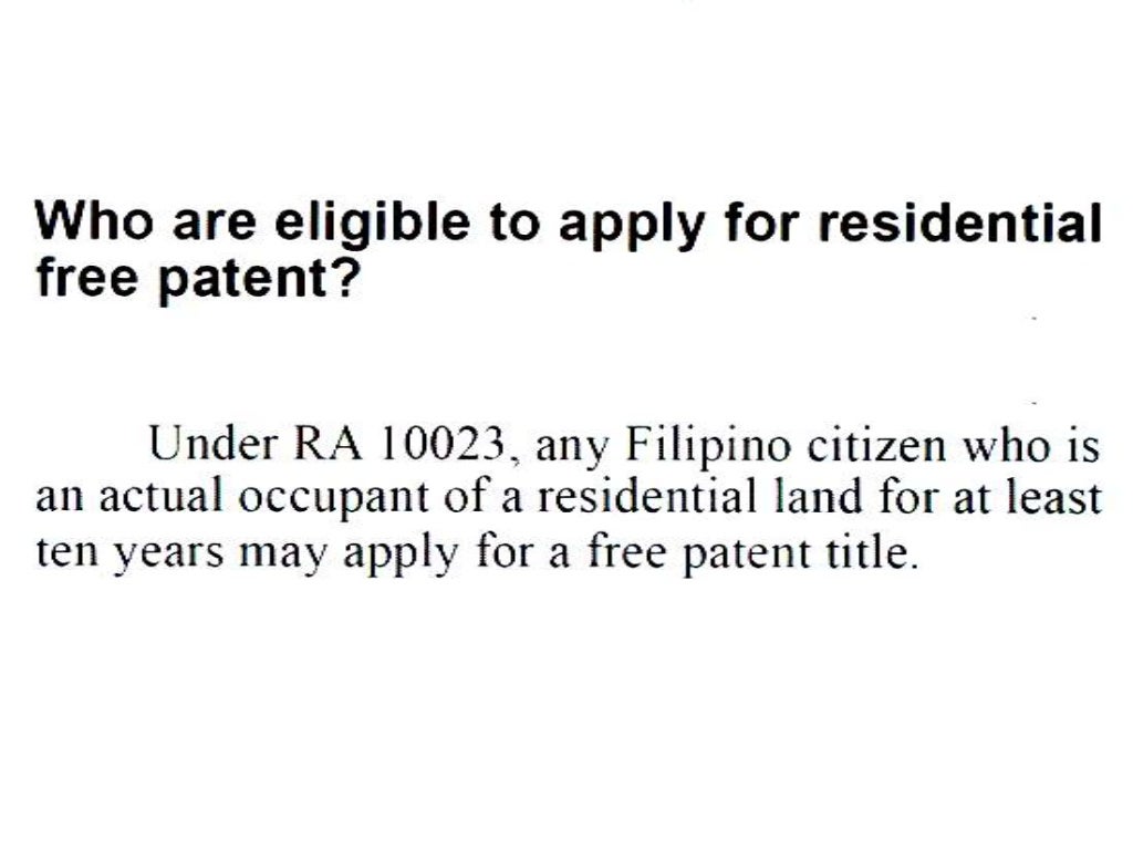 Residential free patent primer