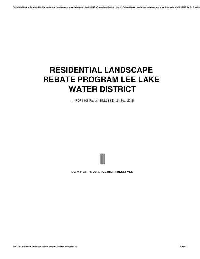 Residential Landscape Rebate Program Lee Lake Water District