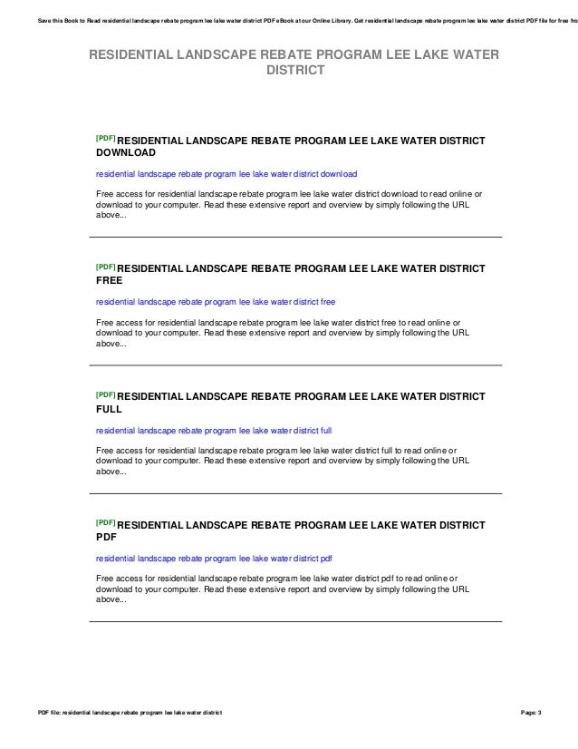 Residential Landscape Rebate Program Lee Lake Water District