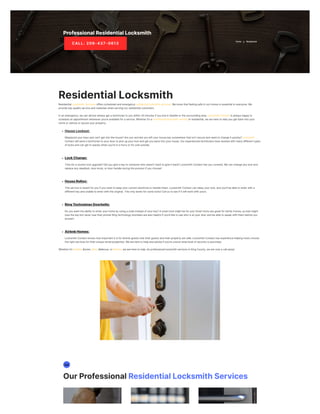 Residential Locksmith Services In King County