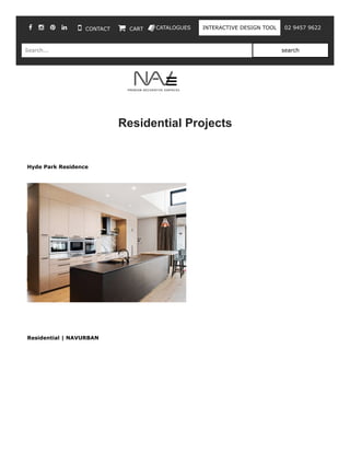 
Residential Projects
Hyde Park Residence
Residential | NAVURBAN
CONTACT CART CATALOGUES INTERACTIVE DESIGN TOOL 02 9457 9622
Search... search
     
 