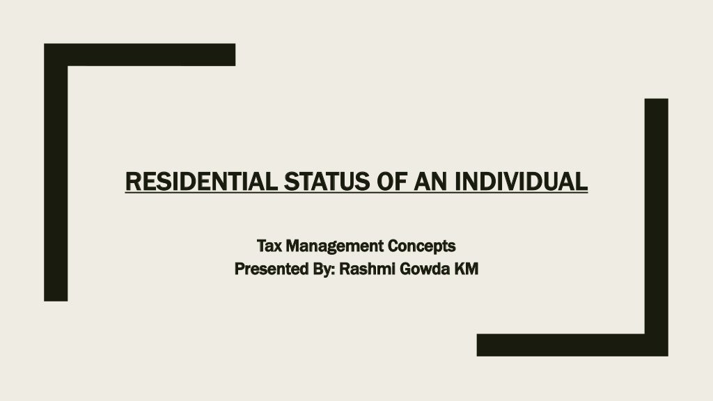 Residential status of an individual