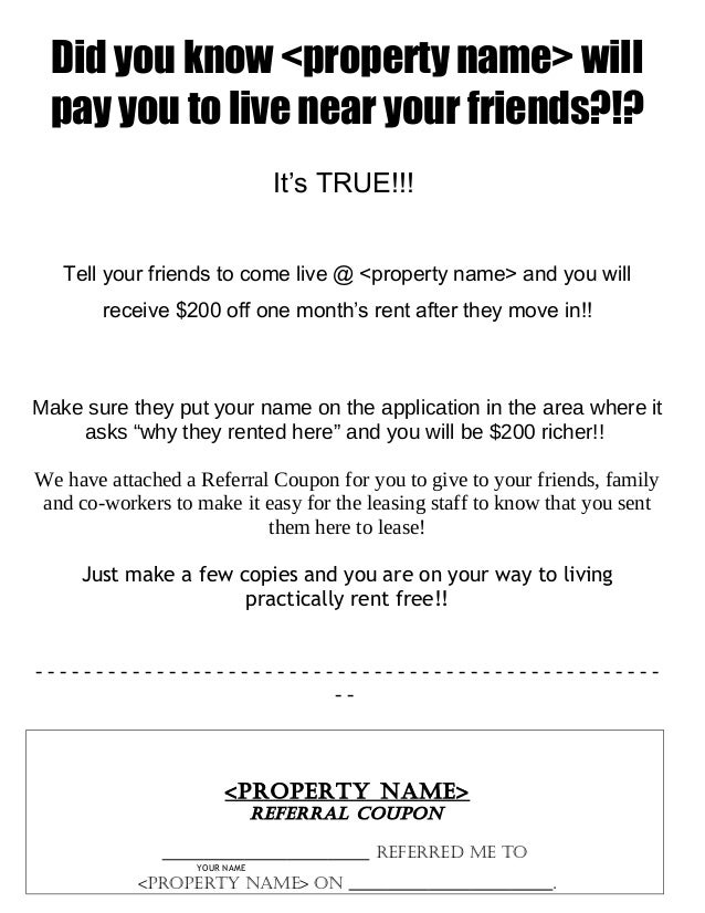 resident referral coupon free resident referral flyer