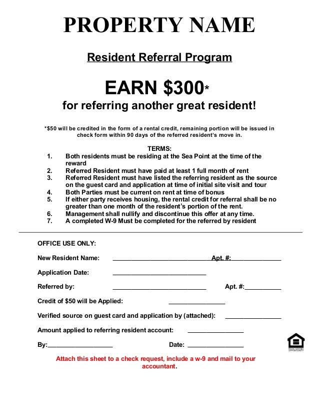 Resident referral concession form