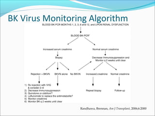 BK Virus Monitoring Algorithm
Randhawa, Brennan, Am J Transplant, 2006;6:2000
 