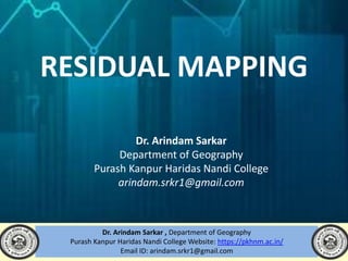 RESIDUAL MAPPING
Dr. Arindam Sarkar , Department of Geography
Purash Kanpur Haridas Nandi College Website: https://pkhnm.ac.in/
Email ID: arindam.srkr1@gmail.com
Dr. Arindam Sarkar
Department of Geography
Purash Kanpur Haridas Nandi College
arindam.srkr1@gmail.com
 