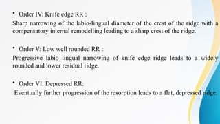 Residual ridge resorption and managemnt of resorbed ridges | PPTX