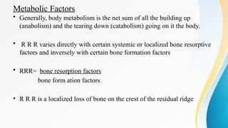 Tearing Ridge Residual ridge resorption and managemnt of resorbed ridges | PPTX