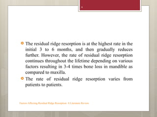 RESIDUAL RIDGE RESORPTION in prosthodontics | PPTX