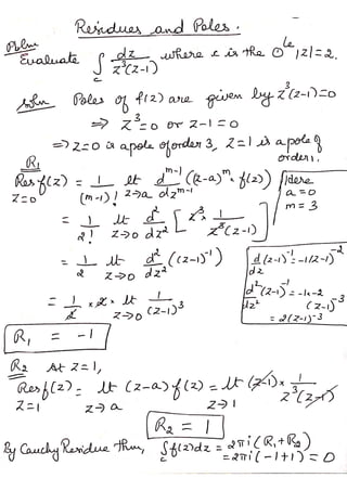 Residues and poles ,contour integration  type i integrals