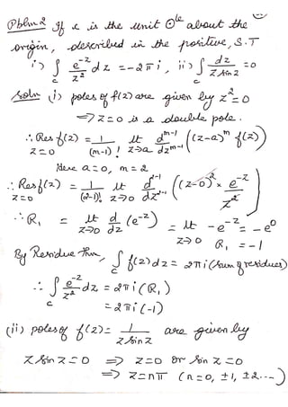Residues and poles ,contour integration type i integrals | PDF