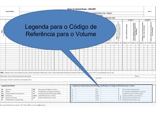 Legenda para o Código de
Referência para o Volume

 