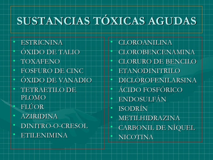 Resultado de imagen de listado de sustancias toxicas