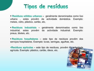  Estes provêm das indústrias, comércios e residências.