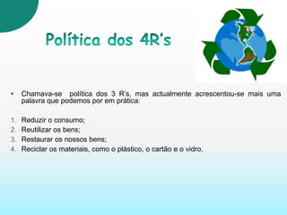 Resíduos hospitalares – este tipo de resíduos provêm dos serviços hospitalares. Exemplo: luvas, seringas, agulhas, etc.