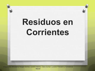 Residuos en
Corrientes

Integrantes: Almudena Vargas Gomez, Lautaro Barbis, Clara Gortari, Luciano Farizano y Constanza
Maciel

 