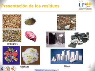 Presentación de los residuos