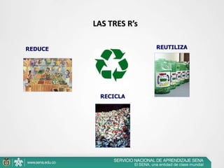 REDUCE REUTILIZA
RECICLA
LAS TRES R’s
 