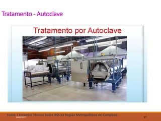 Tratamento - Autoclave
Fonte: I Encontro Técnico Sobre RSS da Região Metropolitana de Campinas.
24/02/2017 27
 
