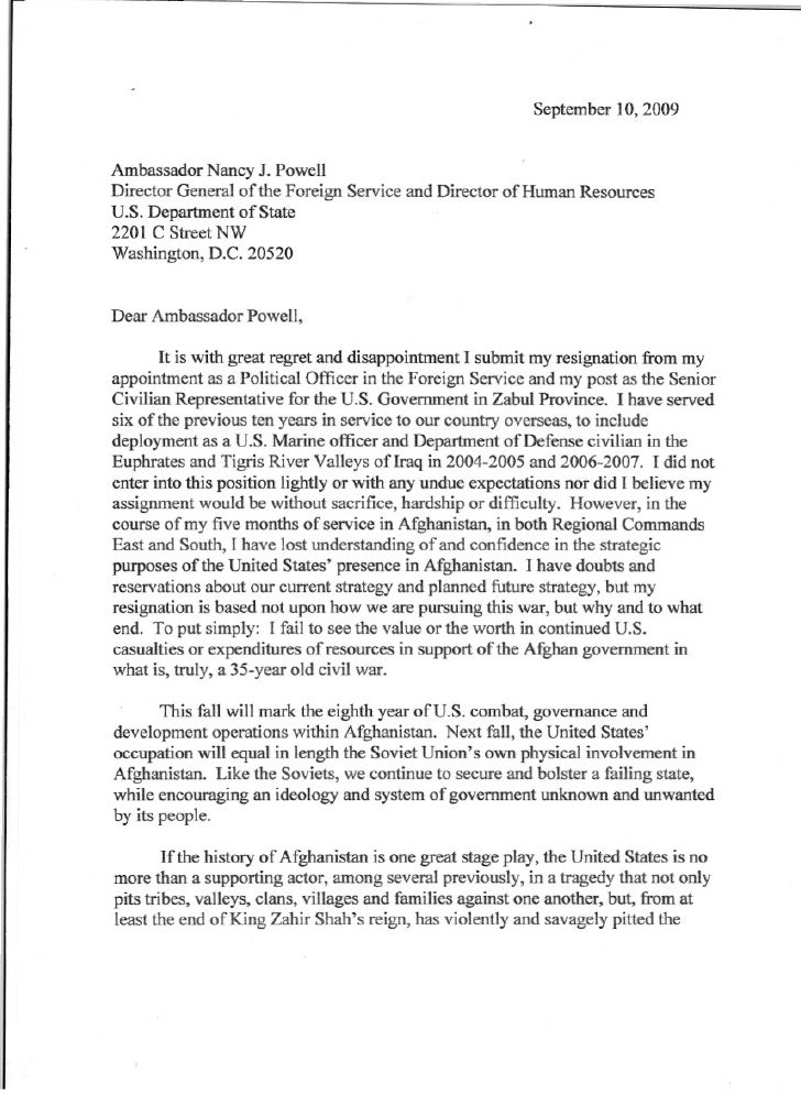 union resignation letter
