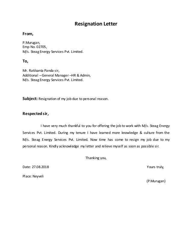 Reasons For Resignation Letter For Your Needs Letter Template Collection