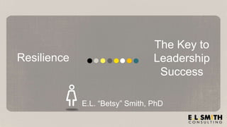Resilience
The Key to
Leadership
Success
E.L. “Betsy” Smith, PhD
 