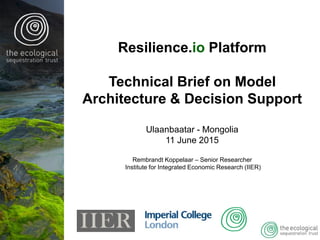 Resilience.io Platform
Technical Brief on Model
Architecture & Decision Support
Ulaanbaatar - Mongolia
11 June 2015
Rembrandt Koppelaar – Senior Researcher
Institute for Integrated Economic Research (IIER)
 