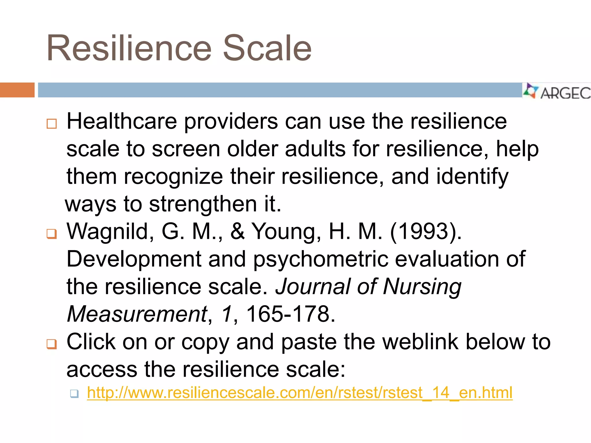 ARGEC: Resilience in older adulthood | PDF