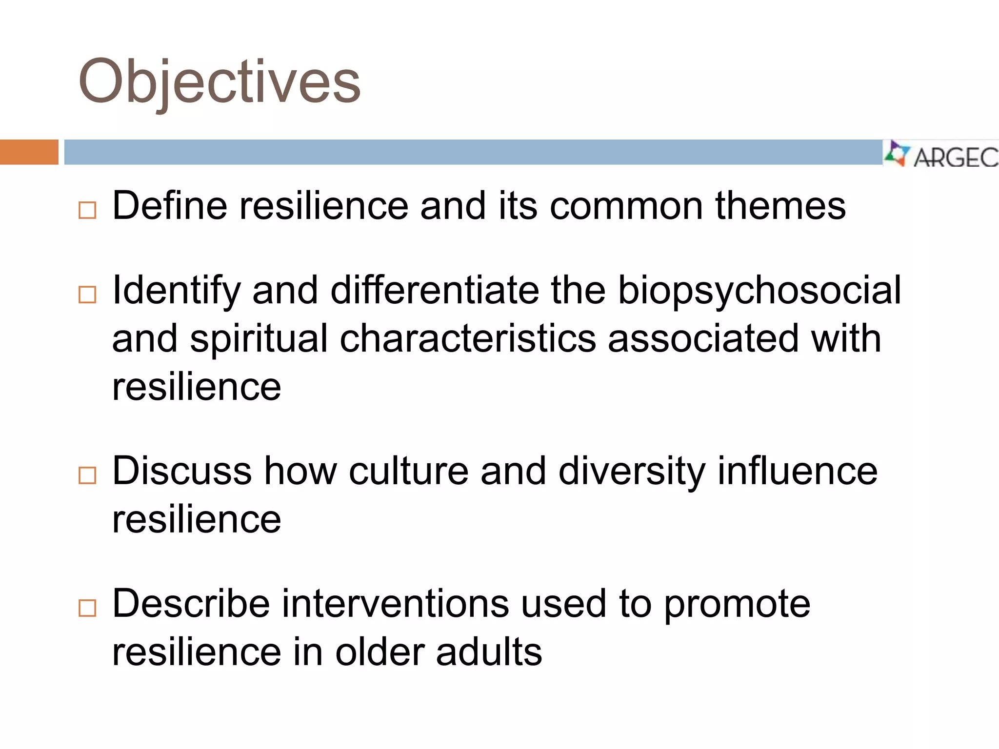 ARGEC: Resilience in older adulthood | PDF