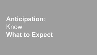 Anticipation:
Know
What to Expect
 