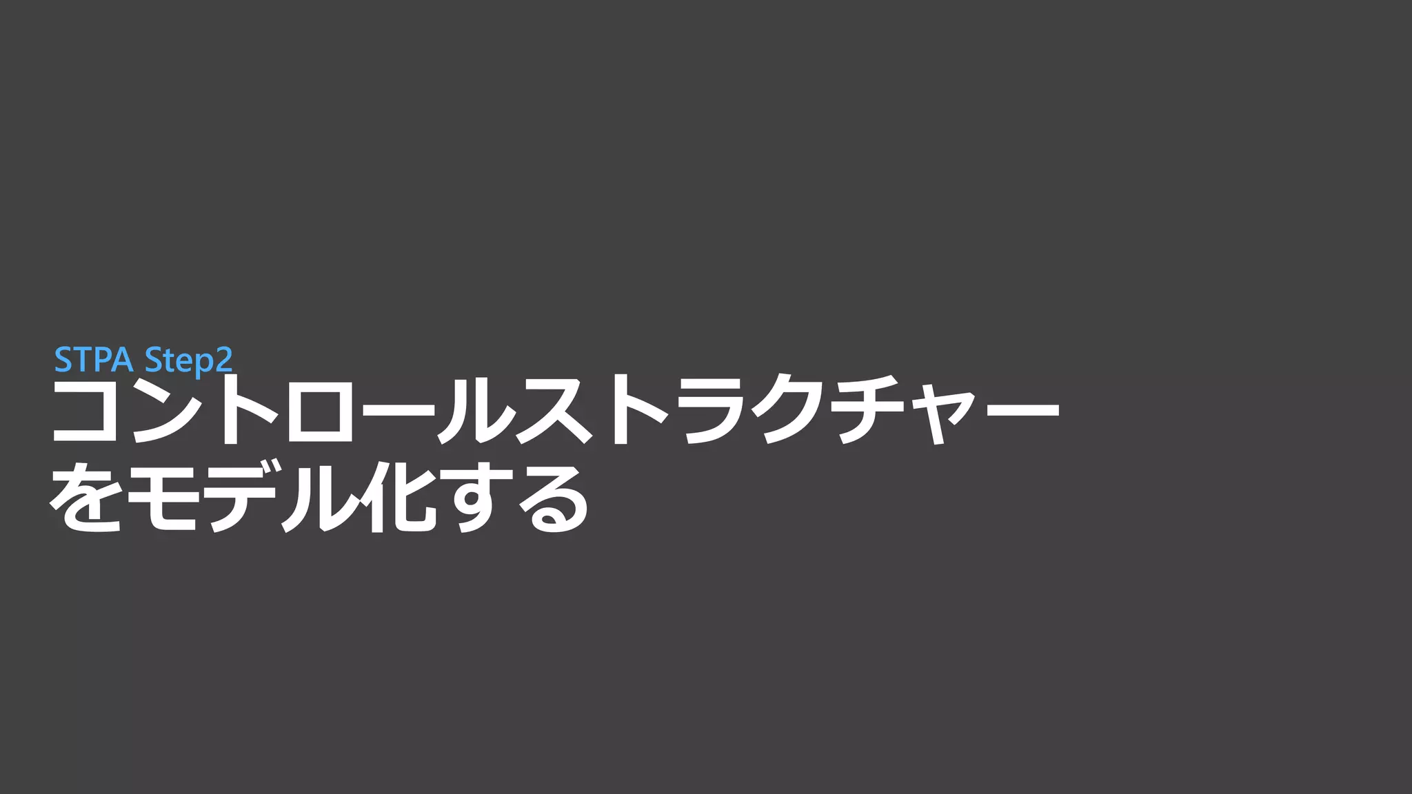 コントロールストラクチャー
をモデル化する
STPA Step2
 