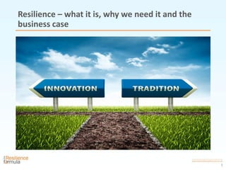 1
Resilience – what it is, why we need it and the
business case
 