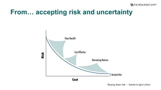 Buying down risk - thanks to Igor Linkov
From… accepting risk and uncertainty
 
