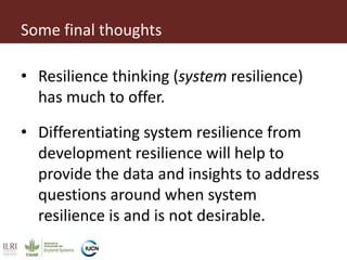 Resilience and sustainable development: Insights from the drylands of eastern Africa
