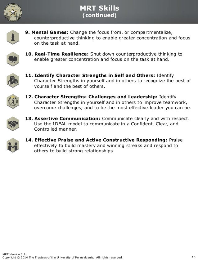 Handout for Resiliency Training (VTT)