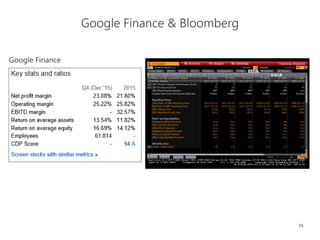 39
Google Finance & Bloomberg
Google Finance
 