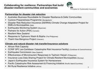 Partnerships for disaster risk reduction
 Australian Business Roundtable for Disaster Resilience & Safer Communities
 Cy...