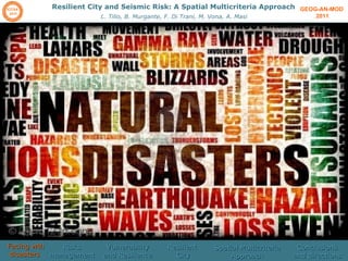 GEOG-AN-MOD  2011 Resilient City and Seismic Risk: A Spatial Multicriteria Approach L. Tilio, B. Murgante, F. Di Trani, M. Vona, A. Masi Facing wth disasters  Risks management  Vulnerability and Resilience Resilient  City Spatial Multicriteria Approach Conclusions and directions 
